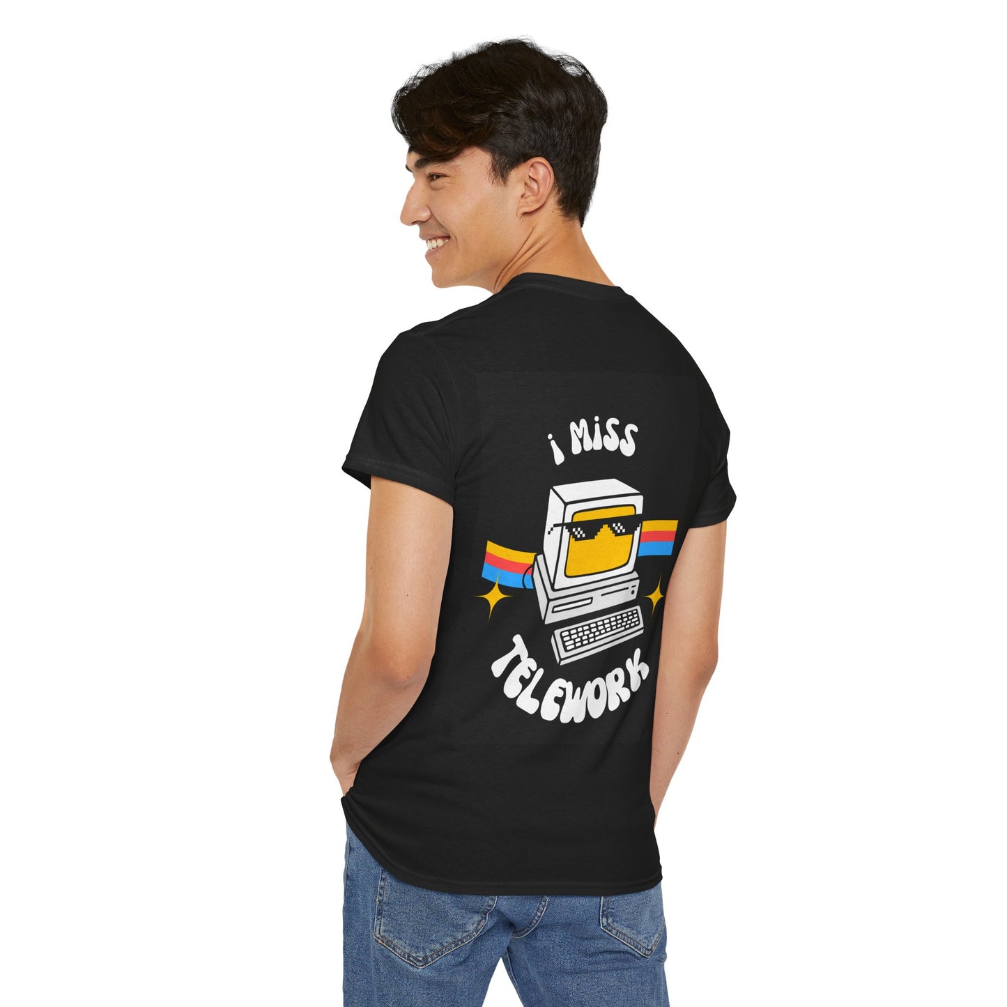 I Miss Telework Unisex Heavy Cotton Tee – Fun Graphic Tee for Remote Work Enthusiasts