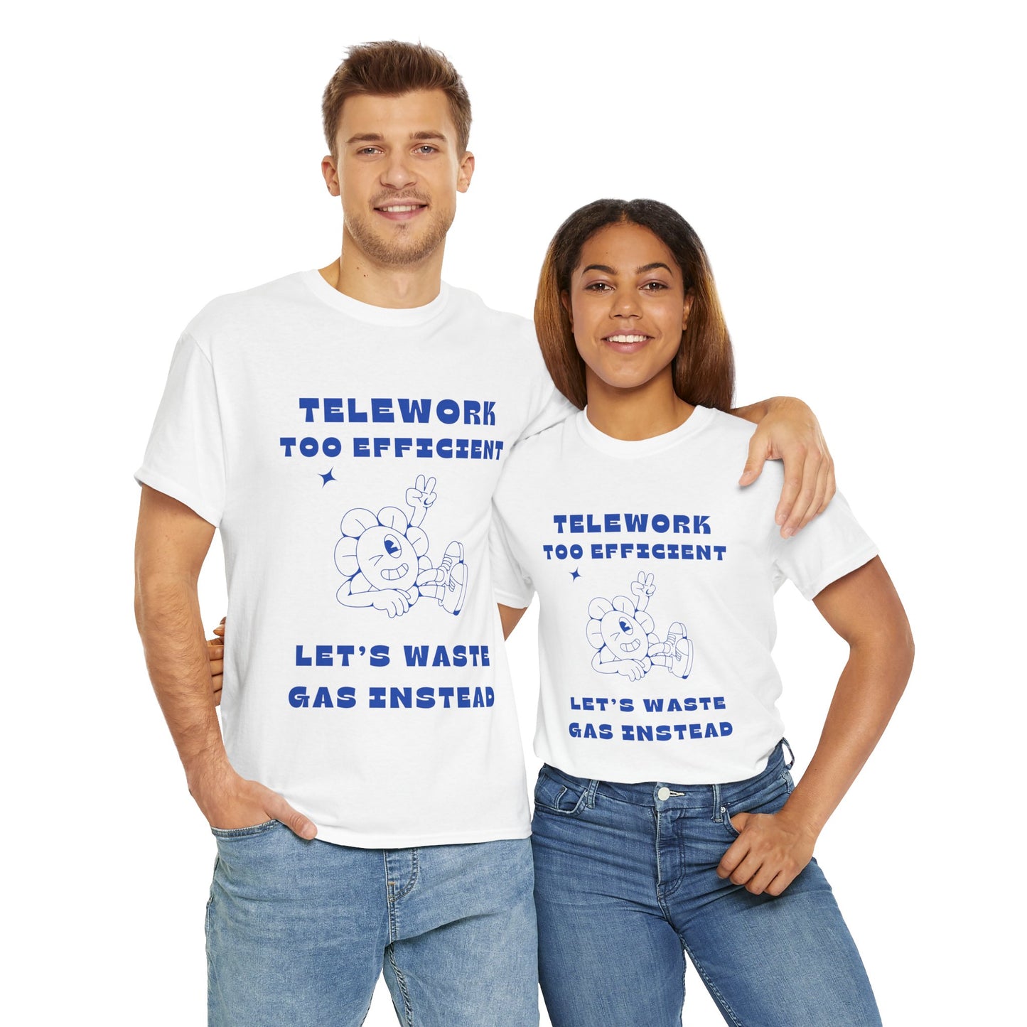 Unisex Heavy Cotton Tee - Telework Too Efficient Graphic Tee