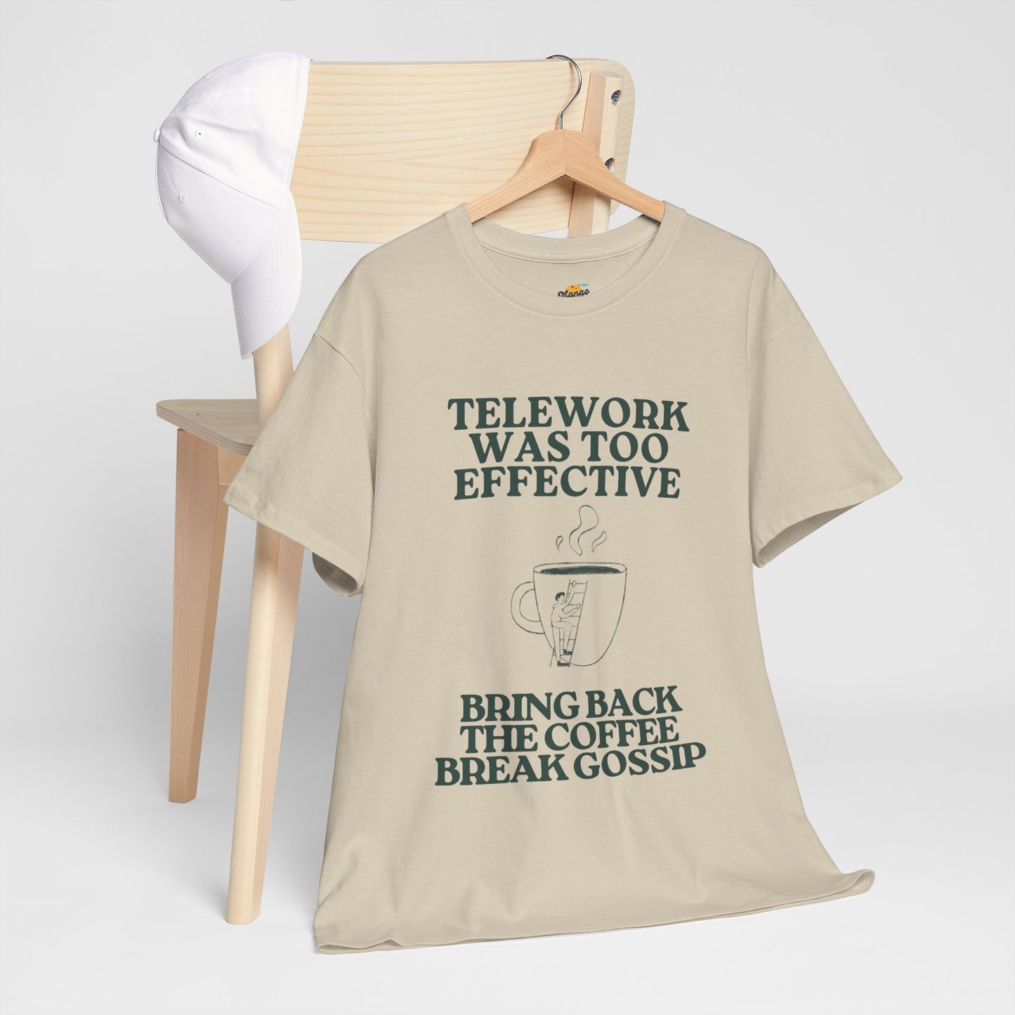 Unisex Heavy Cotton Tee - "Telework Was Too Effective" Coffee Break Humor Tee
