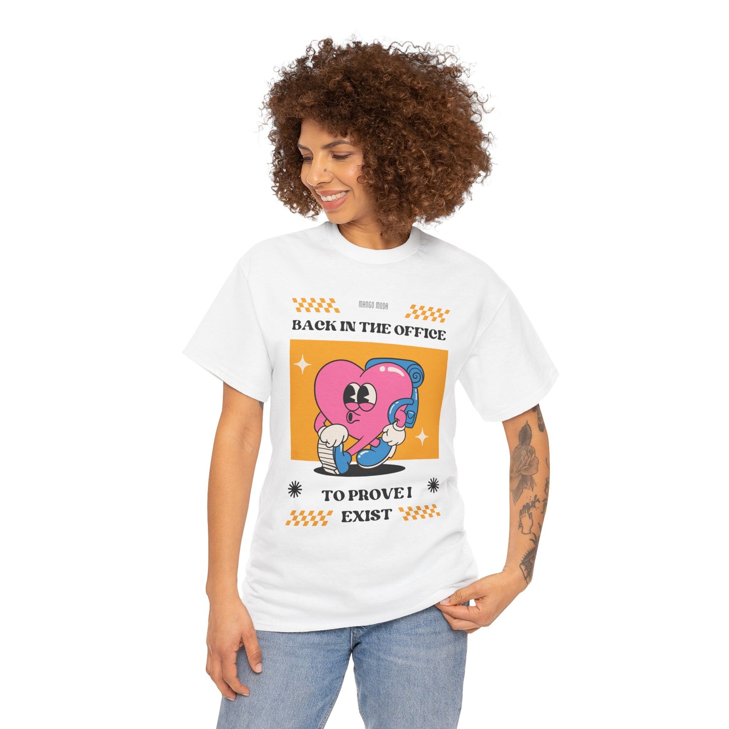 Funny Unisex Heavy Cotton Tee - ‘Back in the Office to Prove I Exist’